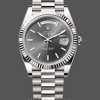 Replique Hommes - Rolex Day-Date 40-M228239 0060, Or blanc 18K, Cadran ardoise, Cadran gris hommes