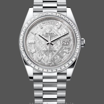 Replique Hommes - Rolex Day-Date 40-M228396TBR 0027, Platine, cadran diamant météorite, Cadran gris hommes