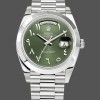 Replique Hommes - Rolex Day-Date 40-228206, arabe, platine, cadran olive, cadran vert