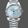 Replique Hommes - Rolex Day Date 40-228236 0006, platine, cadran baguette bleu glacier, bleu glacier