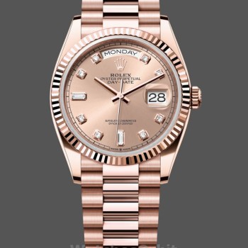 Replique Rolex Day-Date 36mm Unisex-m128235 0009-Everose Gold-Pink Rose Dial Pink Rose