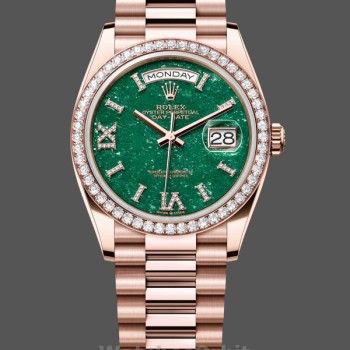 Replique Rolex Day Date 36-128238 0132, cadran champagne, bracelet or jaune, unisexe