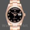 Replique Rolex President Day-Date 36mm Unisex-118205-Rose Gold-Black Dial Noir