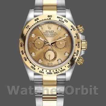 Replique Hommes Rolex Cosmograph Daytona-116503, 40mm, or jaune, cadran diamant champagne, Hommes Champagne