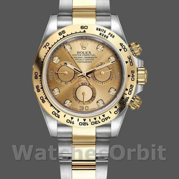 Replique Hommes Rolex Cosmograph Daytona-116503, 40mm, or jaune, cadran diamant champagne, Hommes Champagne