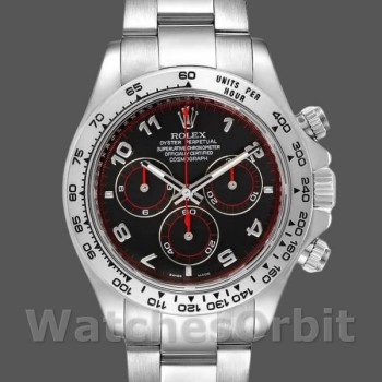 Replique Hommes Rolex Cosmograph Daytona-116509, 40mm, or blanc, cadran arabe noir, Noir Hommes
