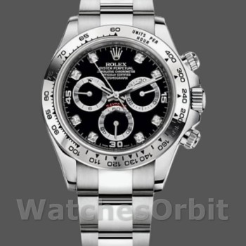 Replique Hommes Rolex Cosmograph Daytona-116509, 40mm, or blanc, cadran noir, Noir Hommes