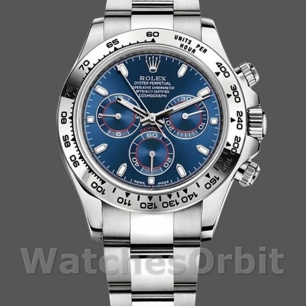 Replique Hommes Rolex Cosmograph Daytona-116509, 40mm, Blue Index Dial, Hommes Bleu