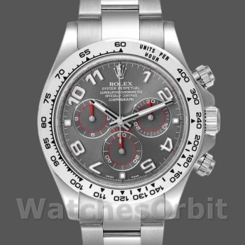 Replique Hommes Rolex Cosmograph Daytona-116509, 40mm, or blanc, cadran arabe gris, Gris Hommes