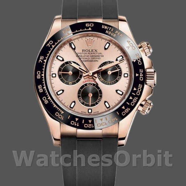Replique Hommes Rolex Cosmograph Daytona 40mm Hommes-116515LN-Noir Cadran Rose Rose