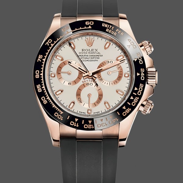 Replique Hommes Rolex Cosmograph Daytona 40mm Hommes-116515LN-Everose Gold-Ivory Dial Ivory