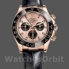 Replique Hommes Rolex Cosmograph Daytona 40mm Hommes-116515LN-Bracelet cuir-Cadran noir rose Rose