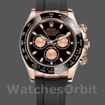 Replique Hommes Rolex Cosmograph Daytona 40mm Hommes-116515LN-Rose Gold-Black Dial Black
