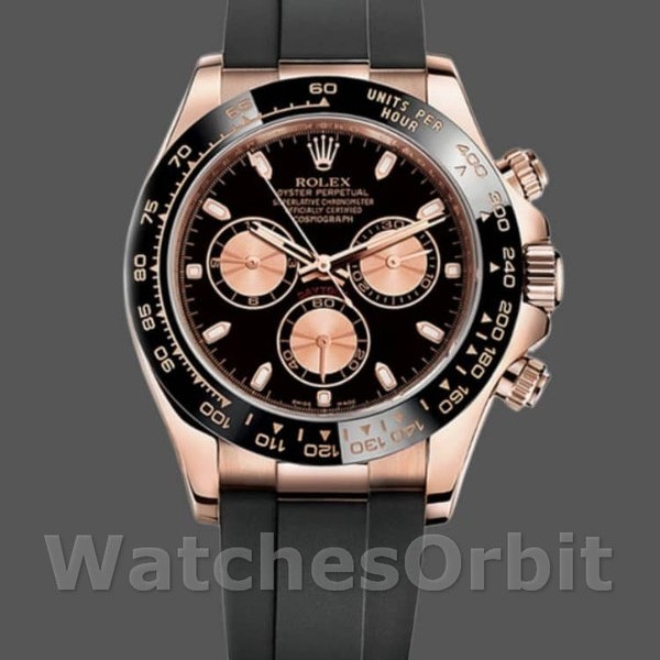 Replique Hommes Rolex Cosmograph Daytona 40mm Hommes-116515LN-Rose Gold-Black Dial Black