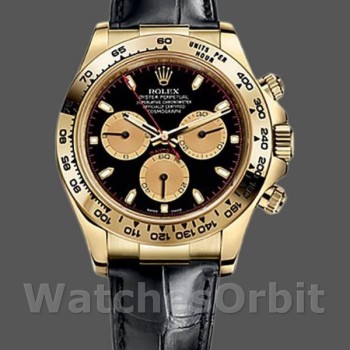 Replique Hommes Rolex Cosmograph Daytona 40mm Hommes-116518-Noir & Champagne Dial Black<br />