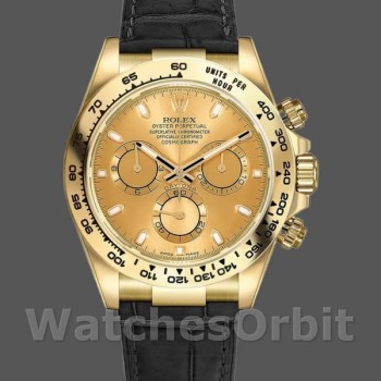 Replique Hommes Rolex Cosmograph Daytona 40mm Men's-116518-Champagne Dial-Yellow Gold Bezel Champagne