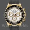 Replique Hommes Rolex Cosmograph Daytona 40mm Hommes-116518LN-Cadran blanc-Bracelet caoutchouc noir Blanc
