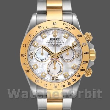 Replique Hommes Rolex Cosmograph Daytona 40mm Hommes-116523-Diamond-MOP Dial MOP