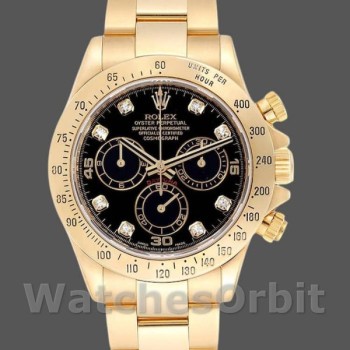 Replique Hommes Rolex Cosmograph Daytona-116528, 40mm, Black Diamond Dial, Hommes Noir