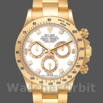 Replique Hommes Rolex Cosmograph Daytona-116528, 40mm, White Diamond Dial, Hommes Blanc