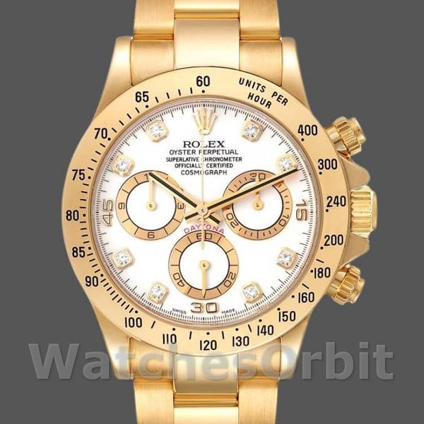 Replique Hommes Rolex Cosmograph Daytona-116528, 40mm, White Diamond Dial, Hommes Blanc
