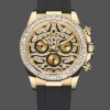 Replique Hommes Rolex Cosmograph Daytona 40mm Hommes-116588-Or jaune-Bracelet caoutchouc noir Diamant