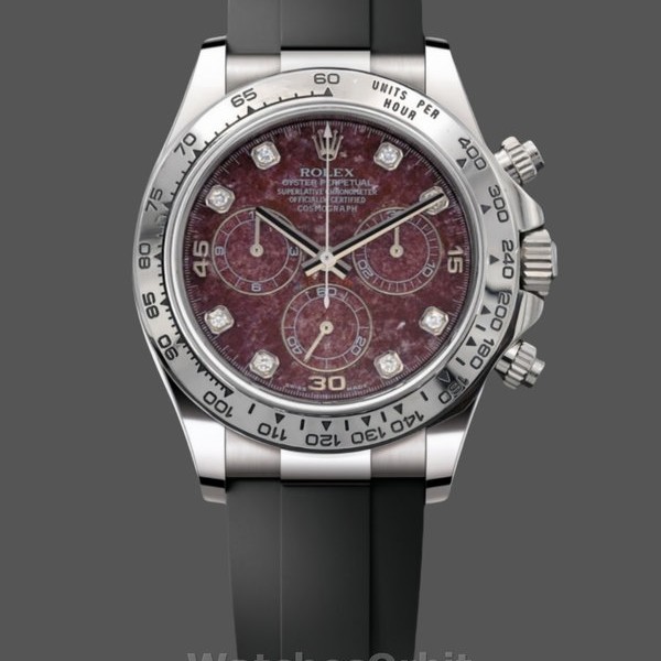 Replique Hommes Rolex Cosmograph Daytona White Gold Rubellite Dial 116509 Rubber Strap Red Dial