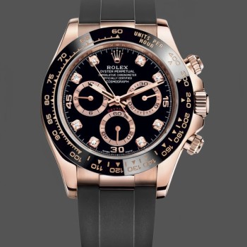 Replique Hommes Rolex Cosmograph Daytona 116515ln Rose Gold Case Black Dial 0057 Black Dial