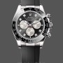 Replique Hommes - Rolex Cosmograph Daytona-126519LN 0004, or blanc, acier noir brillant, cadran diamant, noir