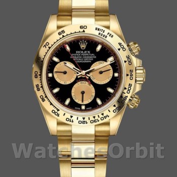 Replique Hommes Rolex Daytona-116508, 40mm, or jaune, cadran noir, Hommes Black