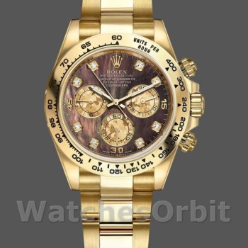 Replique Hommes Rolex Daytona-116508, 40mm, or jaune, cadran noir MOP, Hommes MOP