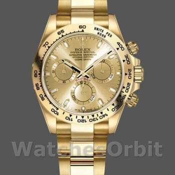 Replique Hommes Rolex Daytona-116508, 40mm, or jaune, cadran index champagne, Hommes Champagne