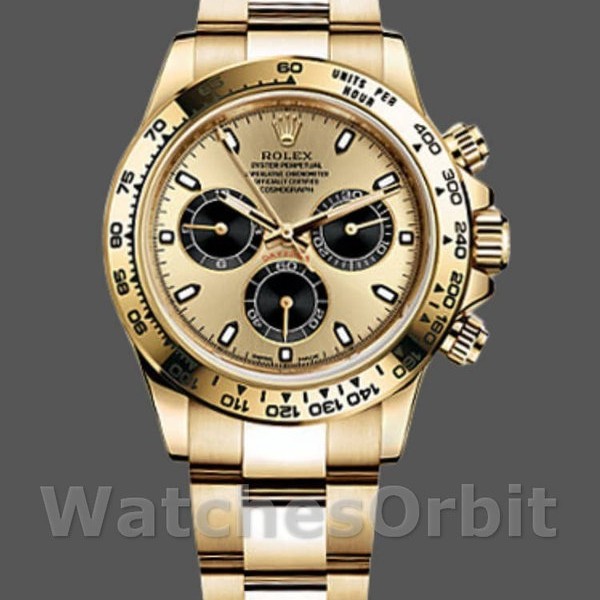 Replique Hommes Rolex Daytona-116508, 40mm, or jaune, cadran index champagne, Hommes Champagne