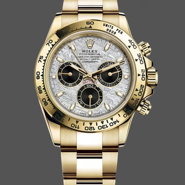 Replique Hommes - Rolex Daytona-116508, 40mm, or jaune, cadran gris météorite, Gris météorite Hommes