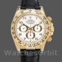 Replique Hommes Rolex Daytona 40mm Hommes-116518-Black Leather Strap-White Dial White White