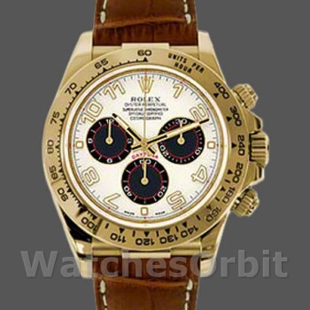 Replique Hommes Rolex Daytona 40mm Hommes-116518-Ivory Dial-Brown Leather Strap Ivory