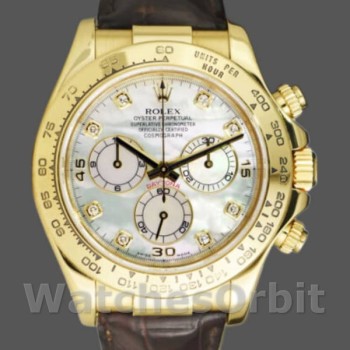 Replique Hommes Rolex Daytona 40mm Hommes-116518-MOP Diamond Dial-Yellow Gold MOP Diamond