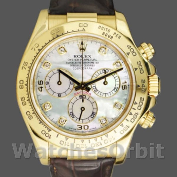 Replique Hommes Rolex Daytona 40mm Hommes-116518-MOP Diamond Dial-Yellow Gold MOP Diamond