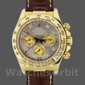 Replique Hommes Rolex Daytona 40mm Men's-116518-Yellow Gold-Dark MOP-Diamonds Dial Luxury