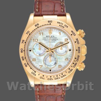 Replique Hommes Rolex Daytona 40mm Hommes-116518-Or jaune-MOP Cadran-Bracelet marron MOP