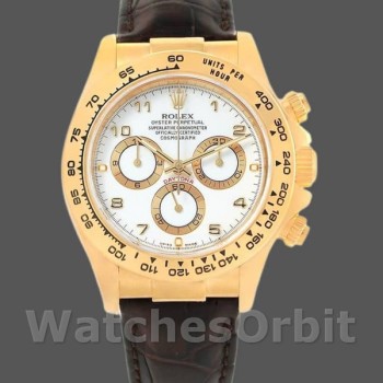 Replique Hommes Rolex Daytona 40mm Hommes-116518-Yellow Gold-White Dial White White