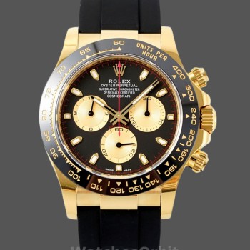 Replique Hommes Rolex Daytona 40mm Hommes-116518LN-Cadran noir-Bracelet caoutchouc noir