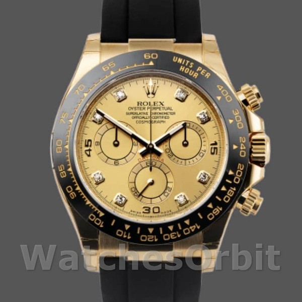 Replique Hommes Rolex Daytona 40mm Hommes-116518LN-Diamond-Champagne Cadran Champagne