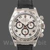 Replique Hommes Rolex Daytona 40mm Hommes-116519-Bracelet en cuir d'alligator noir-Cadran argenté Silver