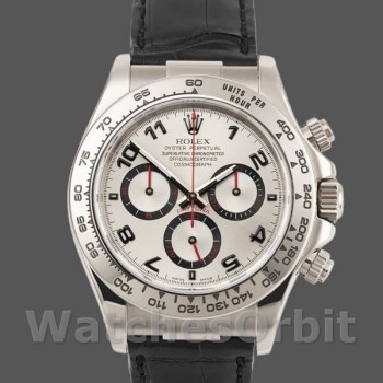 Replique Hommes Rolex Daytona 40mm Hommes-116519-Bracelet en cuir d'alligator noir-Cadran argenté Silver