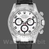 Replique Hommes Rolex Daytona 40mm Men's-116519-Black Alligator Leather Strap-White Dial White White