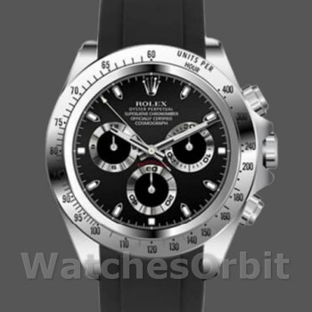 Replique Hommes Rolex Daytona 40mm Hommes-116519-Cadran noir-Bracelet caoutchouc noir Noir<br />