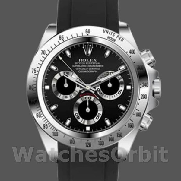 Replique Hommes Rolex Daytona 40mm Hommes-116519-Cadran noir-Bracelet caoutchouc noir Noir<br />