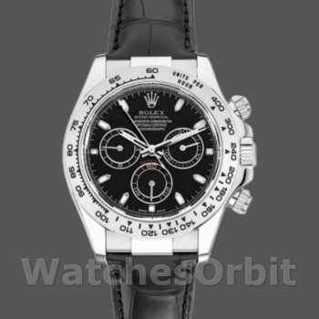 Replique Hommes Rolex Daytona 40mm Hommes-116519-Bracelet cuir noir-cadran noir Noir<br />