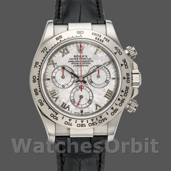 Replique Hommes Rolex Daytona 40mm Hommes-116519-Bracelet cuir noir-Cadran Météorite